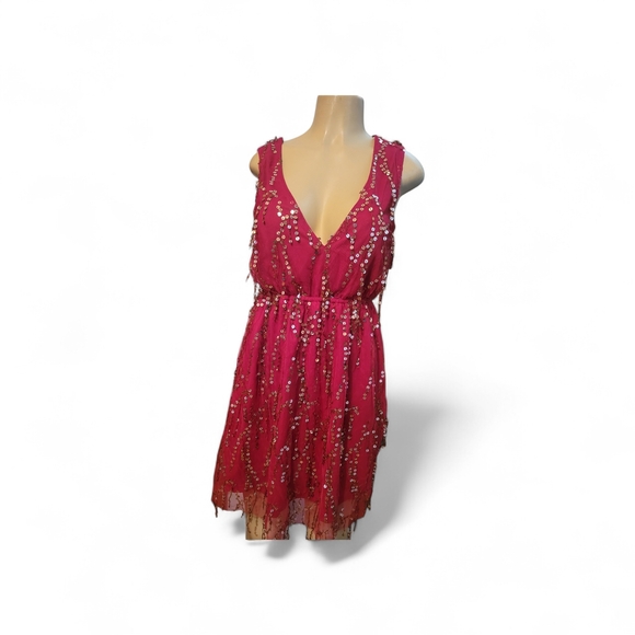 Southern Fried Chics Red Sequin Dress Size Small Rave Glam Prom Valentines Day - Picture 3 of 4